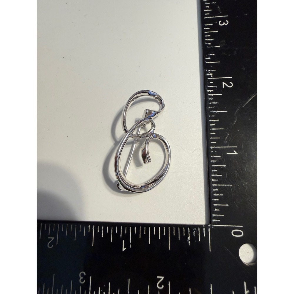 Sarah Coventry Vintage Silver Tone Abstract Swirl Brooch Pin Mid Century Modern